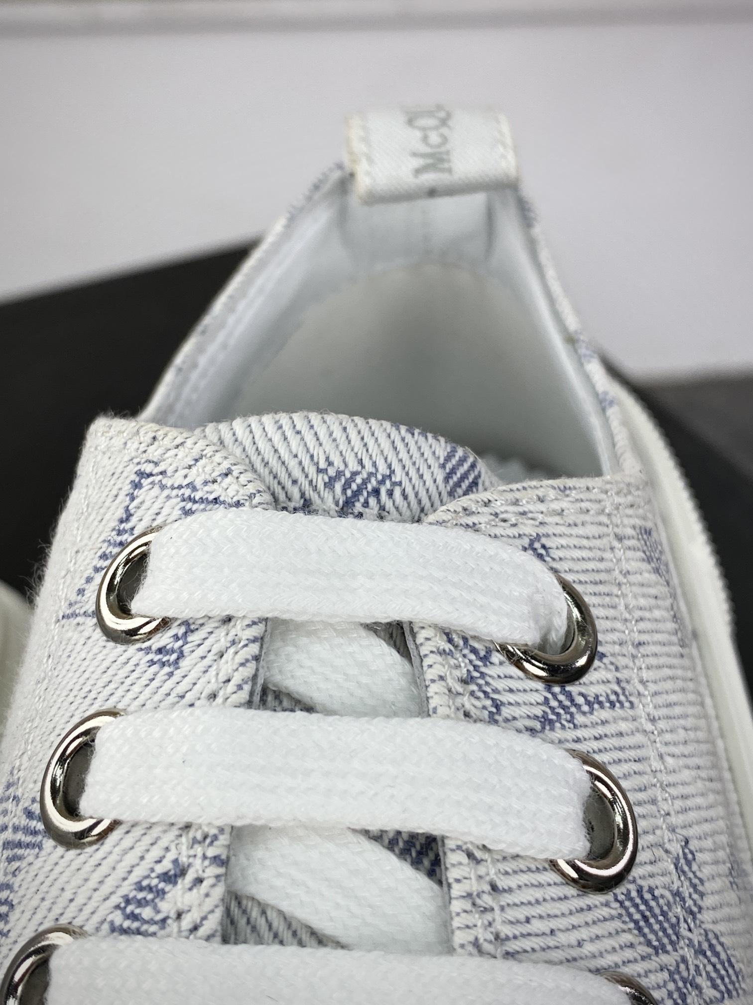 McQueen Alexander McQueen Chunky Tread Slick Low Sneakers Tread Canvas Casual Sports Shoes ”Denim White Gray LV Old Flower” 604257W4L3471028