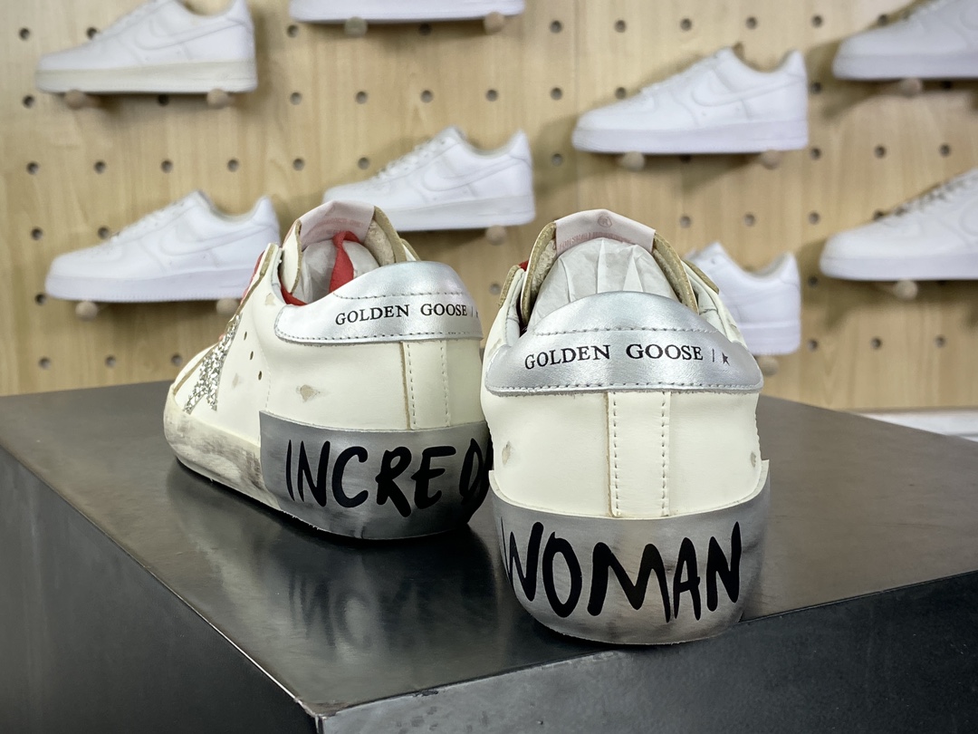 GGDB/Golden Goose Uomo/Donna Donna series low-top retro sneakers ”white flash silver peach pink black graffiti silver tail” G21D122.G15
