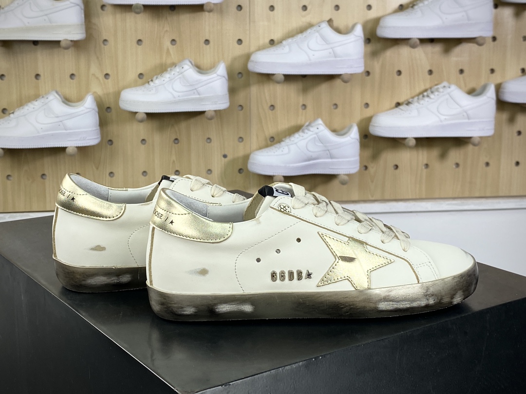 Golden Goose Uomo/Donna Donna series low-top retro versatile dirty sneakers ”leather white rose gold tail” G21D130.G11
