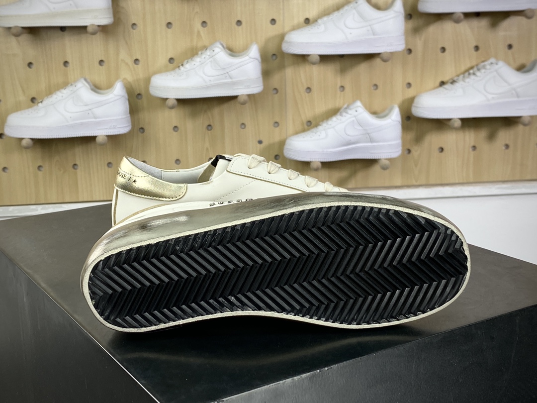 Golden Goose Uomo/Donna Donna series low-top retro versatile dirty sneakers ”leather white rose gold tail” G21D130.G11