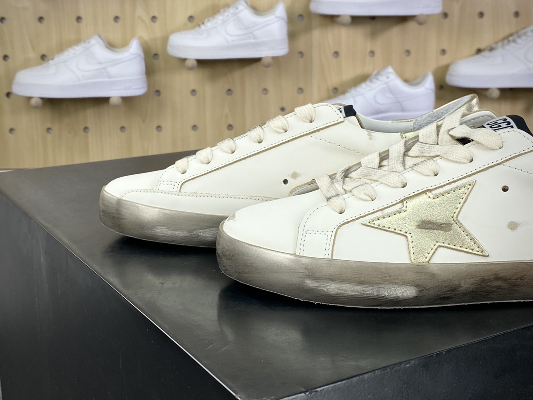 Golden Goose Uomo/Donna Donna series low-top retro versatile dirty sneakers ”leather white rose gold tail” G21D130.G11