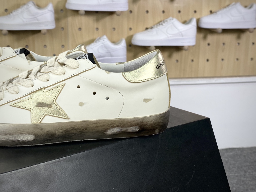 Golden Goose Uomo/Donna Donna series low-top retro versatile dirty sneakers ”leather white rose gold tail” G21D130.G11