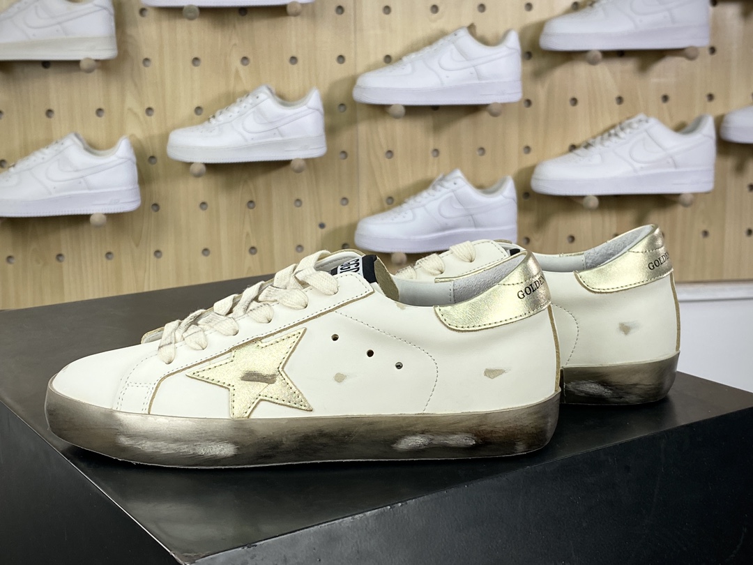 Golden Goose Uomo/Donna Donna series low-top retro versatile dirty sneakers ”leather white rose gold tail” G21D130.G11