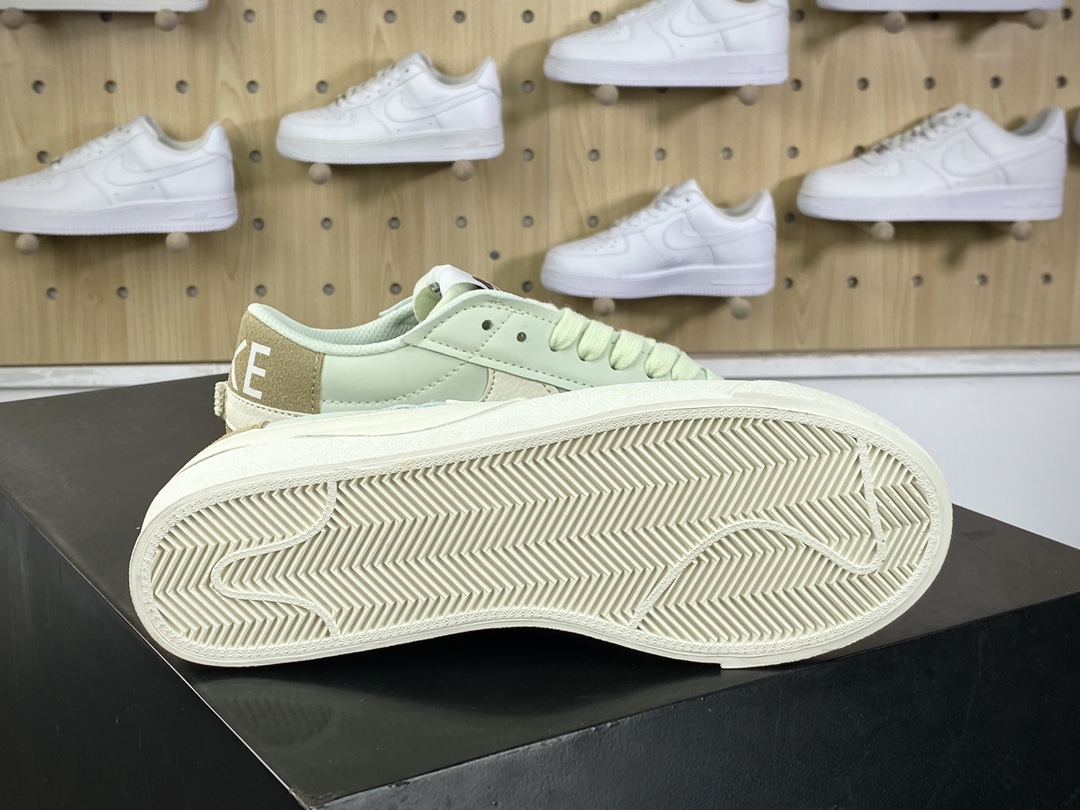 140 Nike Blazer 77 Low Jumbo”White/Olive Green”1977开拓者板鞋“皮革薄荷绿白大钩”DQ1470-004