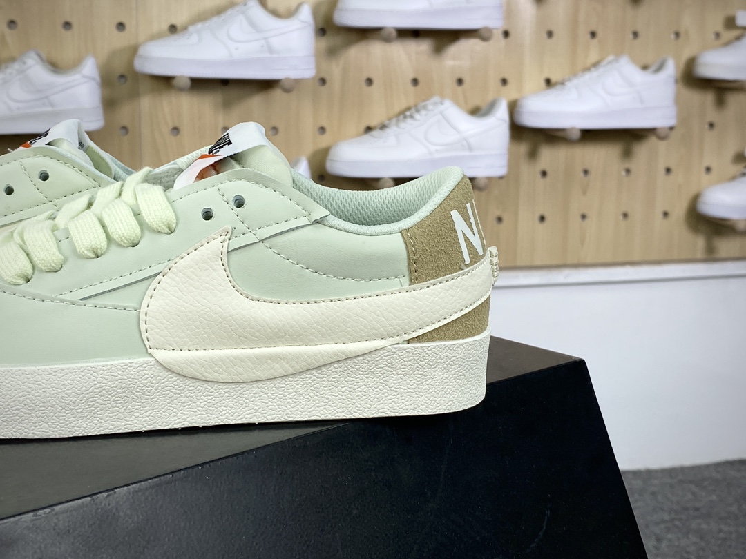 140 Nike Blazer 77 Low Jumbo”White/Olive Green”1977开拓者板鞋“皮革薄荷绿白大钩”DQ1470-004