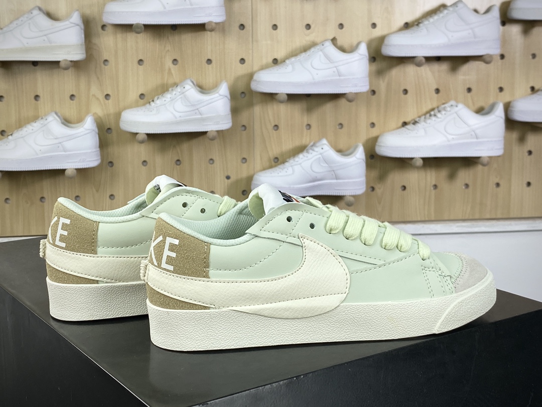 140 Nike Blazer 77 Low Jumbo”White/Olive Green”1977开拓者板鞋“皮革薄荷绿白大钩”DQ1470-004