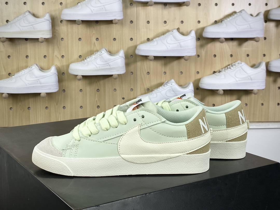 140 Nike Blazer 77 Low Jumbo”White/Olive Green”1977开拓者板鞋“皮革薄荷绿白大钩”DQ1470-004