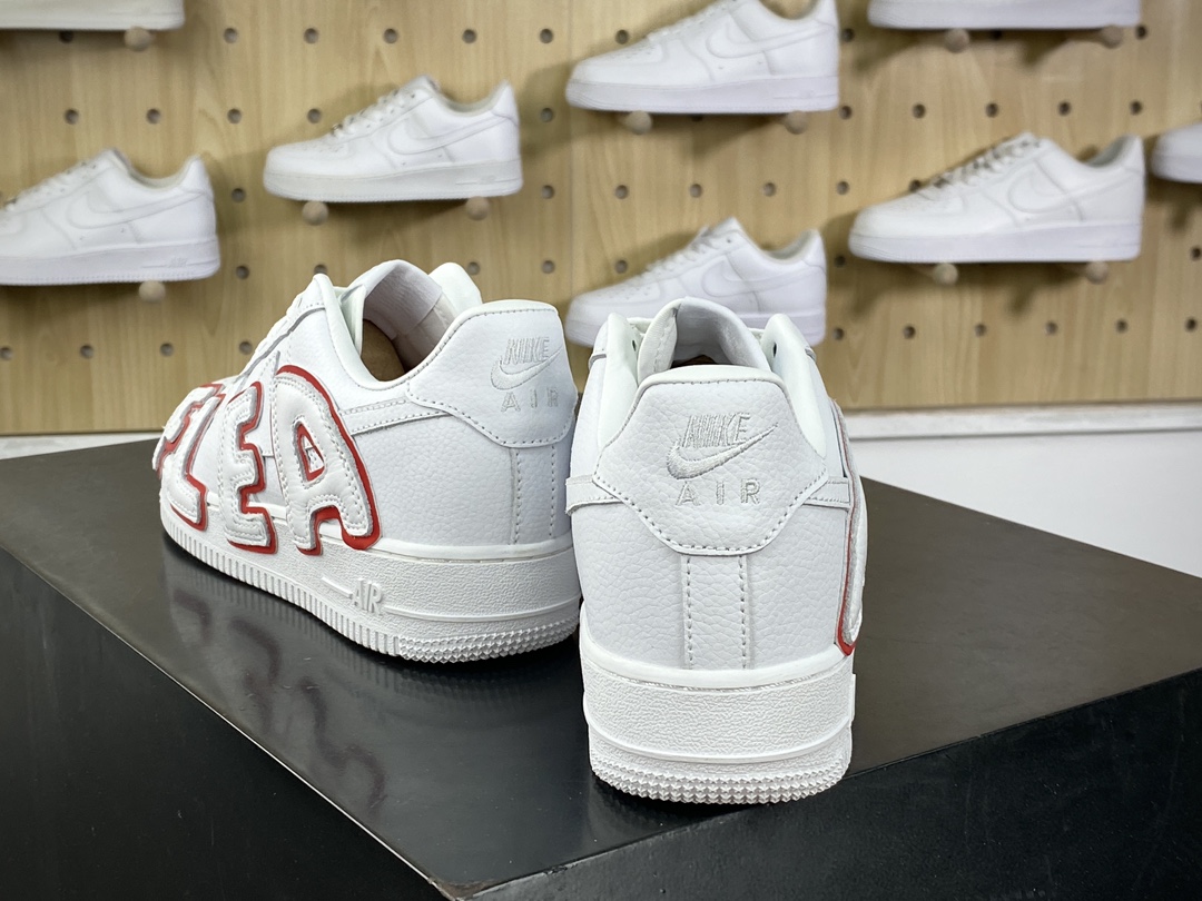 280 Cactus Plant Flea Market/CPFM x Nike Air Force 1 07 Low”White/Red”空军一号板鞋“皮革白红放大补丁字母”CK4746-991