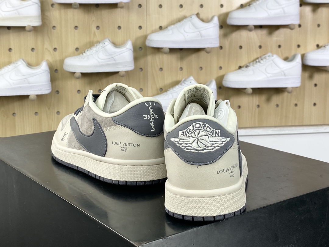 280 Louis Vuitton x Travis Scott x Nike Air Jordan 1 Low OG SP”Black/Beige LV Monogram”AJ1乔丹一代篮球鞋“TS联名深灰”LX1988-102