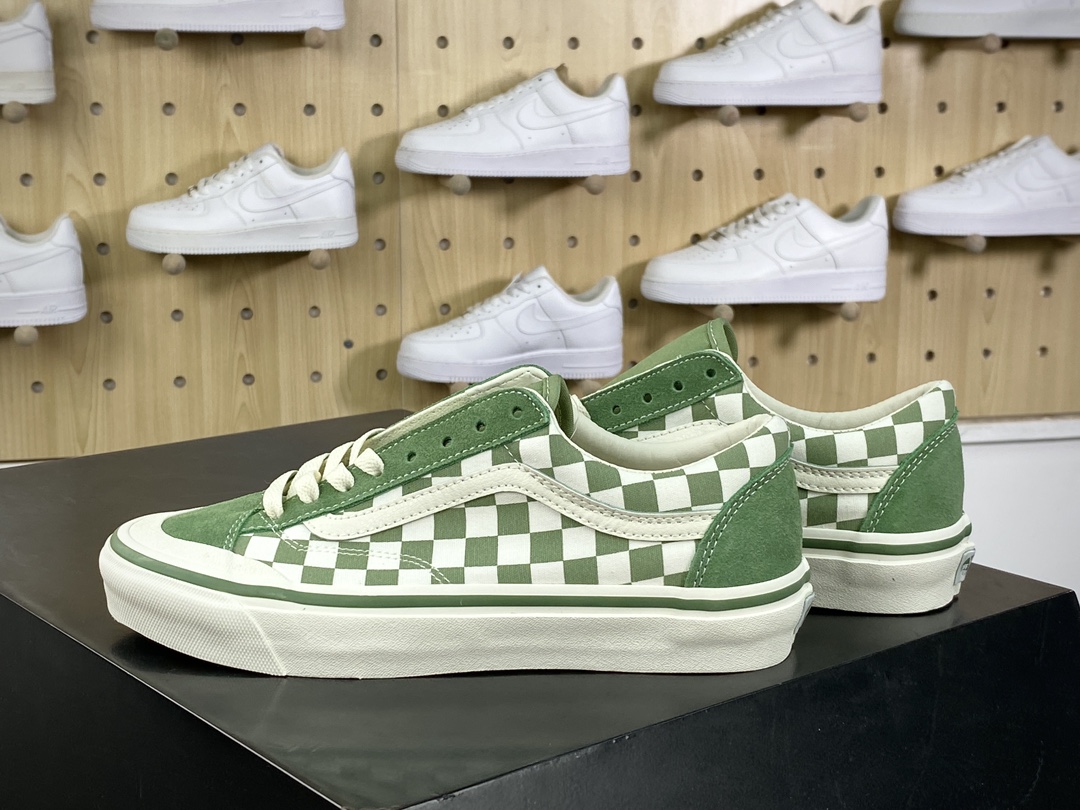 150 Vans Old Skool Reissue 136 老茱利安136系列低帮板鞋“旧绿米白棋盘格子”VN000MT6V0N