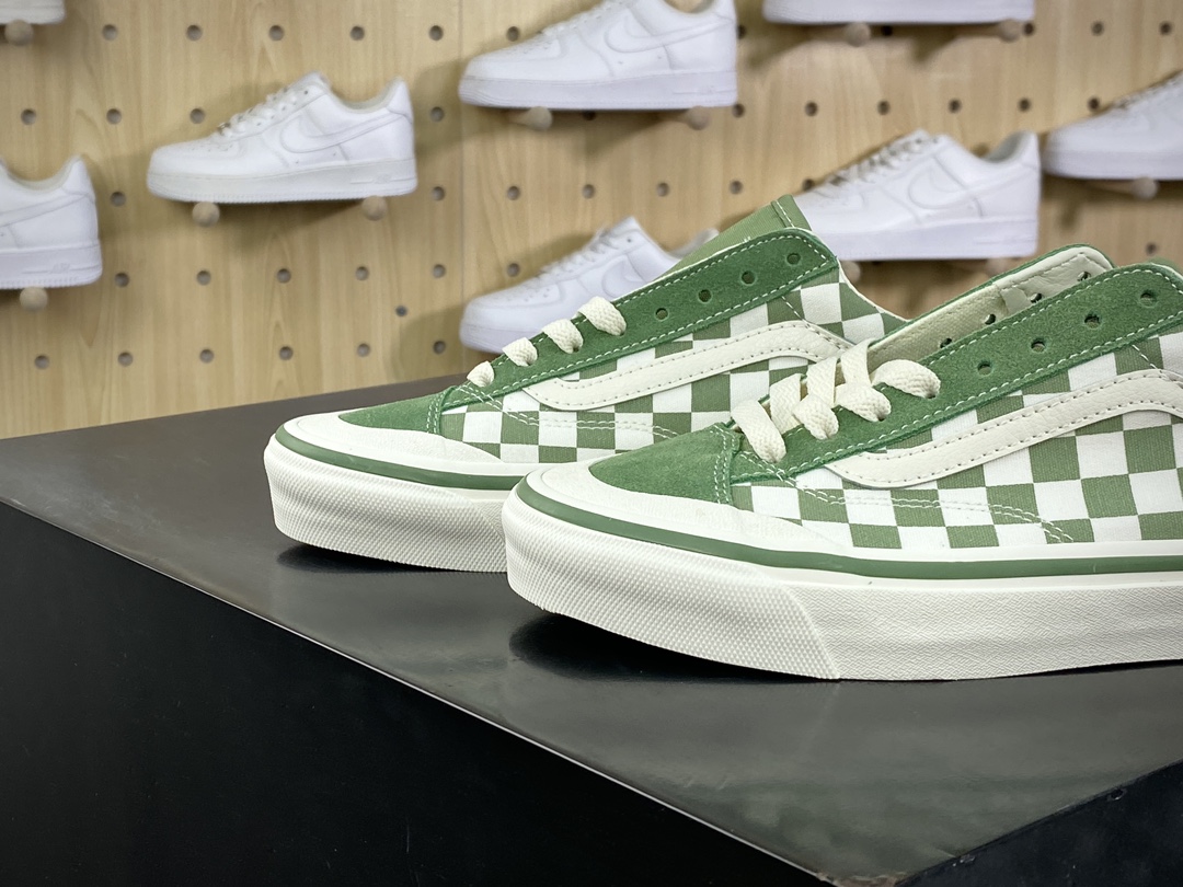 150 Vans Old Skool Reissue 136 老茱利安136系列低帮板鞋“旧绿米白棋盘格子”VN000MT6V0N