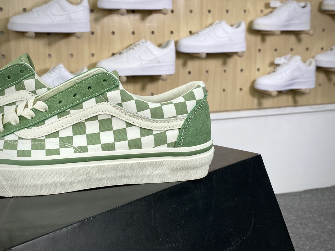 150 Vans Old Skool Reissue 136 老茱利安136系列低帮板鞋“旧绿米白棋盘格子”VN000MT6V0N