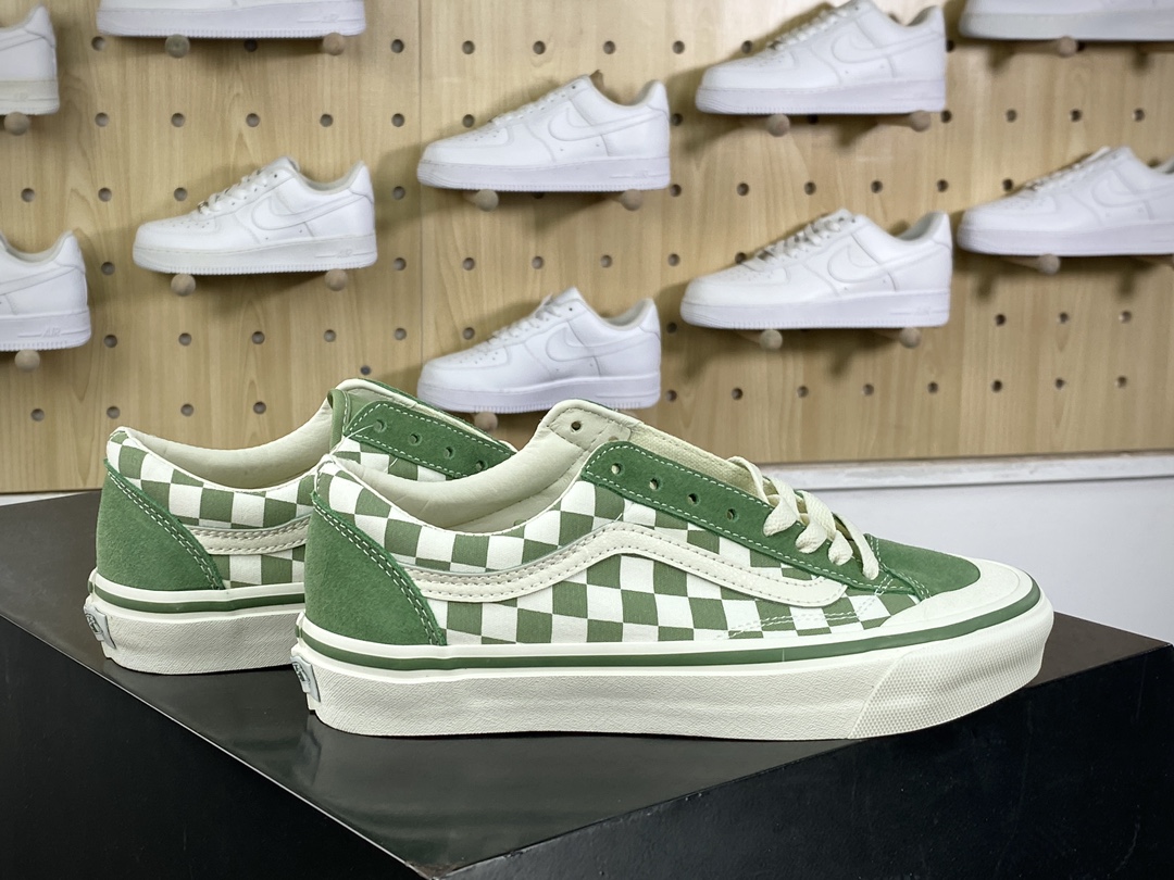 150 Vans Old Skool Reissue 136 老茱利安136系列低帮板鞋“旧绿米白棋盘格子”VN000MT6V0N