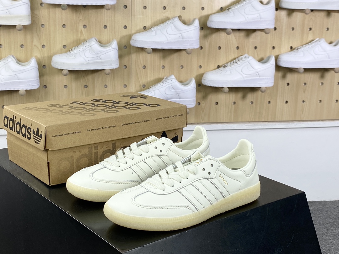 200 三叶草Adidas Originals Samba Decon”Cloud White”桑巴舞板鞋“单层皮全白升级底”IG6171