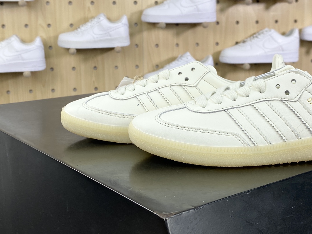 200 三叶草Adidas Originals Samba Decon"Cloud White"桑巴舞板鞋“单层皮全白升级底”IG6171