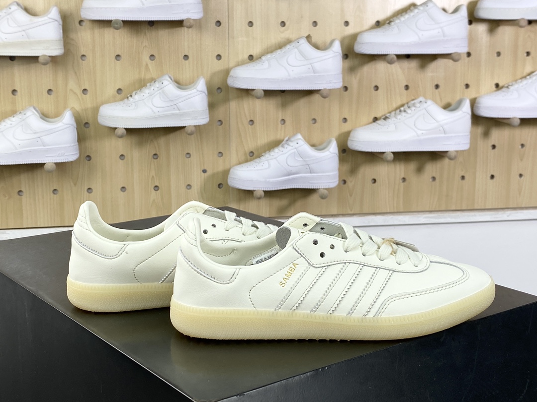 200 三叶草Adidas Originals Samba Decon"Cloud White"桑巴舞板鞋“单层皮全白升级底”IG6171