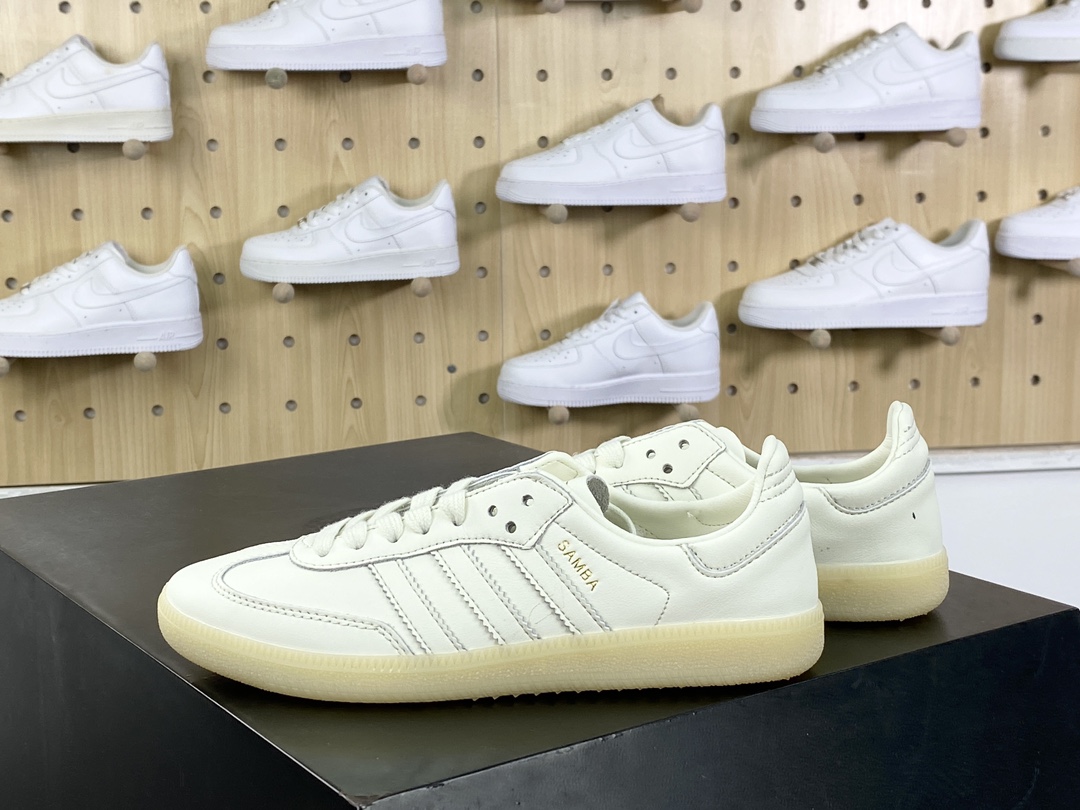 200 三叶草Adidas Originals Samba Decon"Cloud White"桑巴舞板鞋“单层皮全白升级底”IG6171