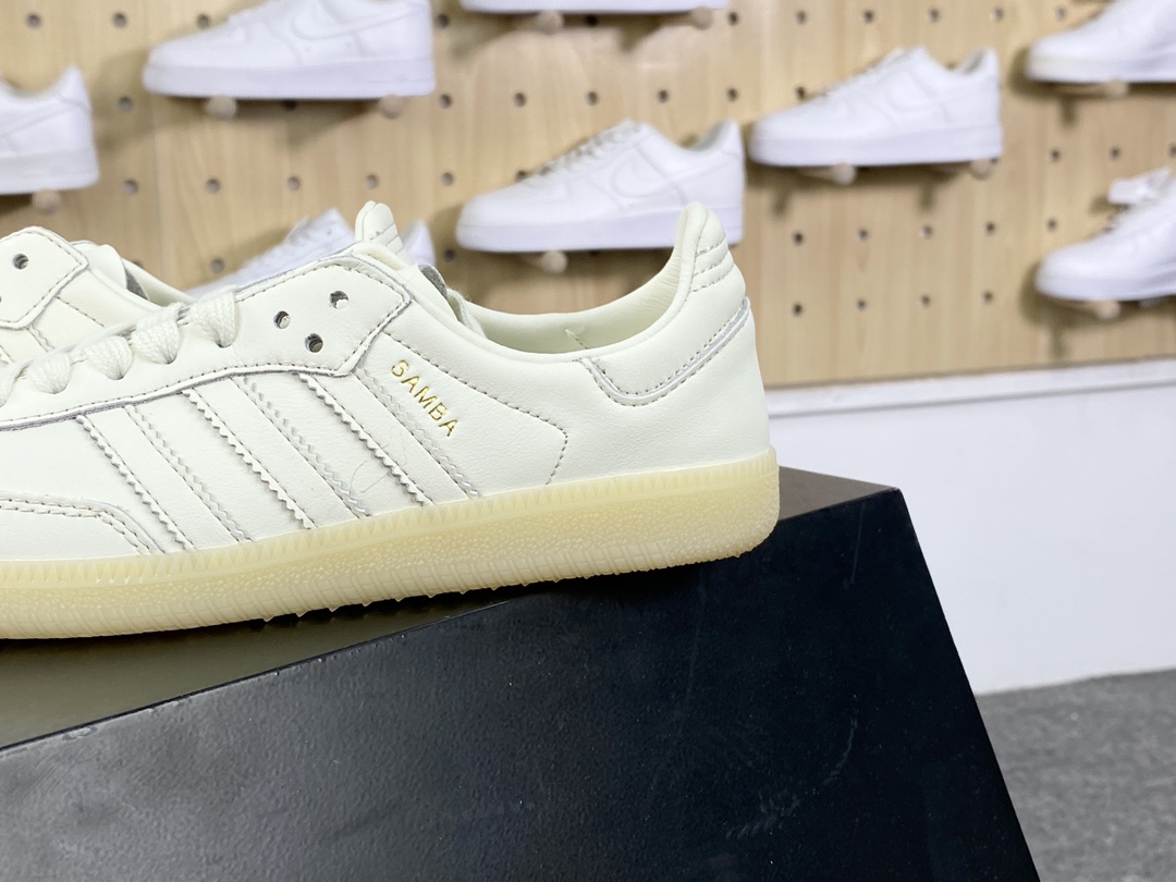 200 三叶草Adidas Originals Samba Decon"Cloud White"桑巴舞板鞋“单层皮全白升级底”IG6171