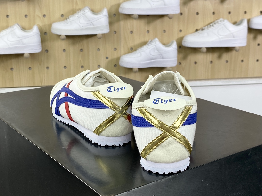 140 鬼塚虎/Onitsuka Tiger Mexico 66 Slip-On 墨西哥系列慢跑鞋“帆布白宝蓝红金”1183B475-100