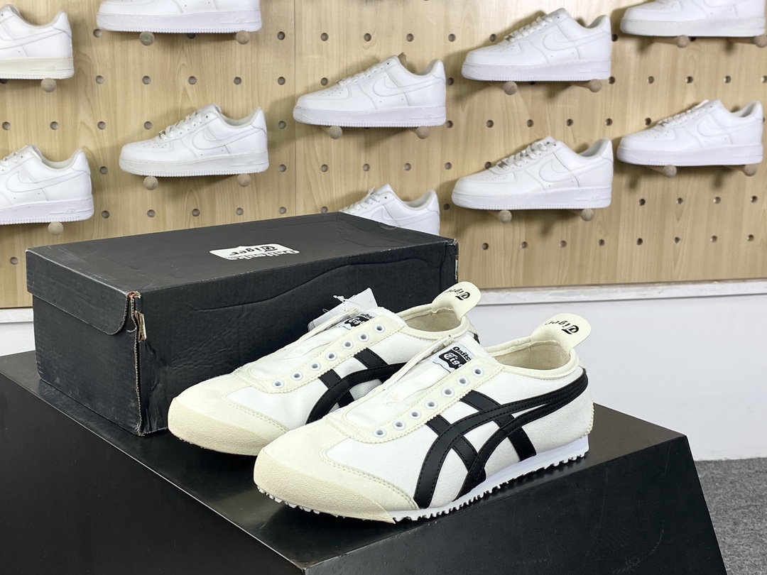 140 鬼塚虎/Onitsuka Tiger Mexico 66 Slip-On 墨西哥系列慢跑鞋“帆布白黑”D342Q-0190