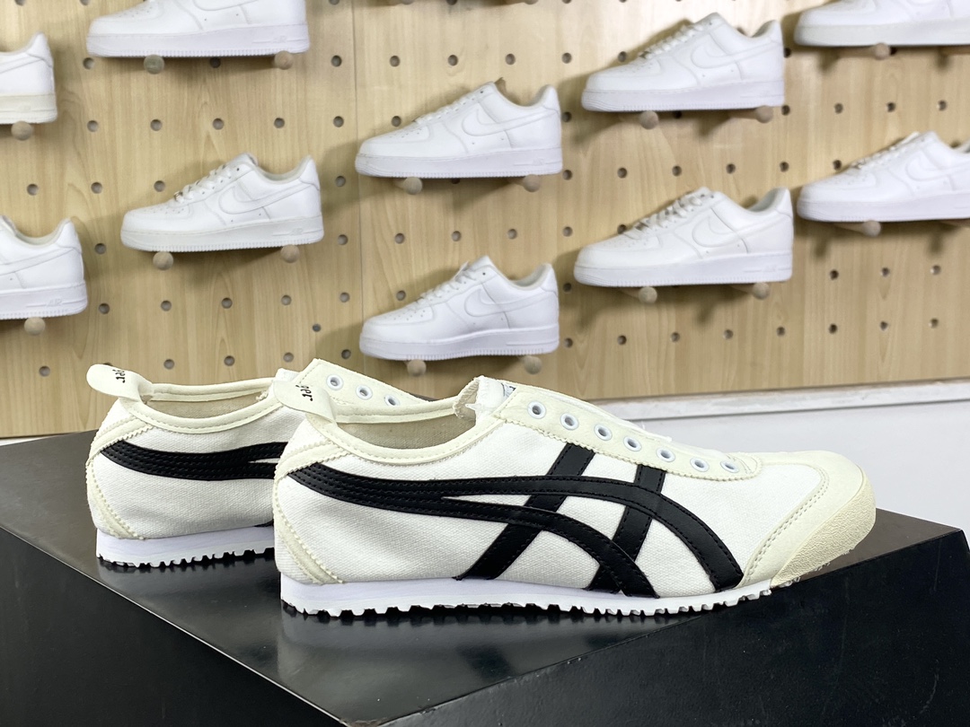 140 鬼塚虎/Onitsuka Tiger Mexico 66 Slip-On 墨西哥系列慢跑鞋“帆布白黑”D342Q-0190