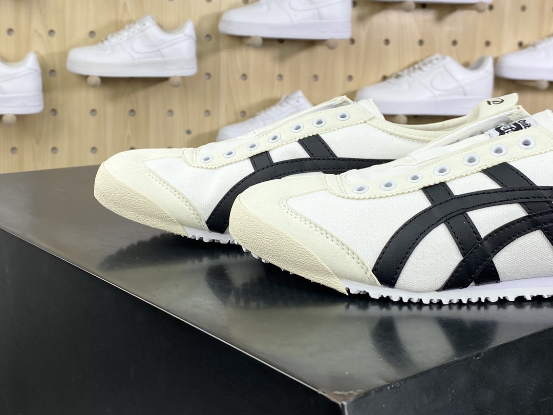 140 鬼塚虎/Onitsuka Tiger Mexico 66 Slip-On 墨西哥系列慢跑鞋“帆布白黑”D342Q-0190