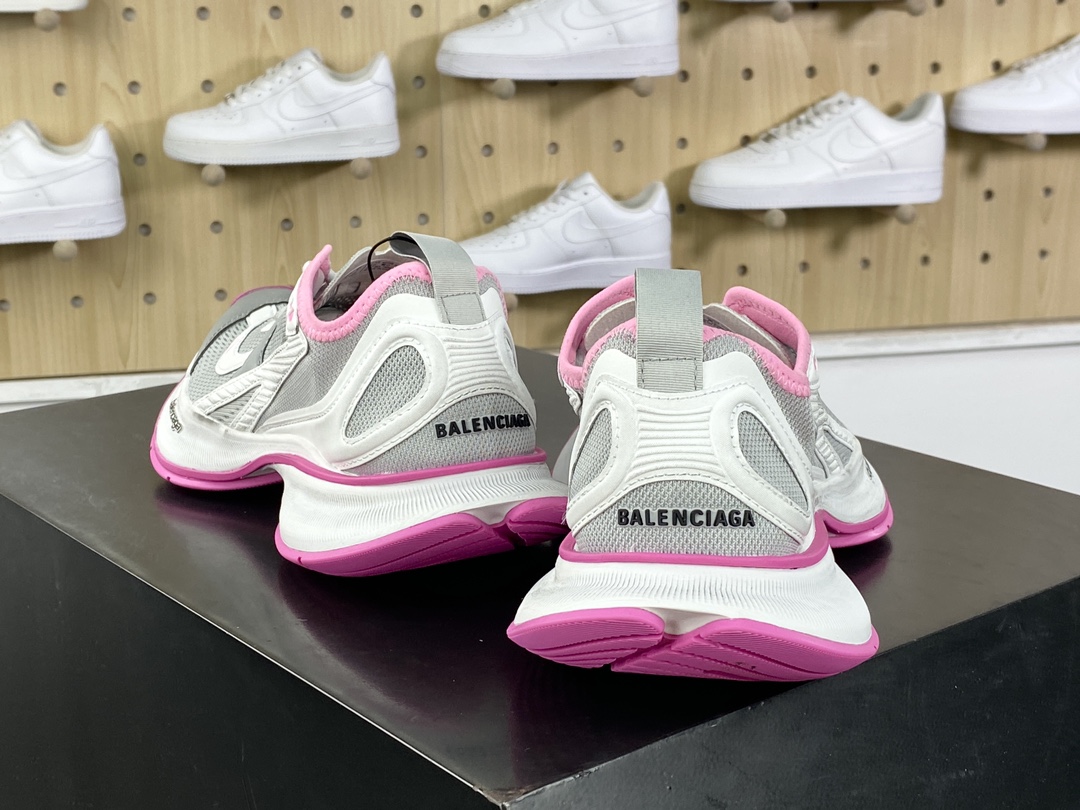 360 巴黎世家BALENCIAGA Circuit Sneakers 环道系列低帮复古慢跑鞋“网织白灰玫瑰粉”793944 WFLGY 0315