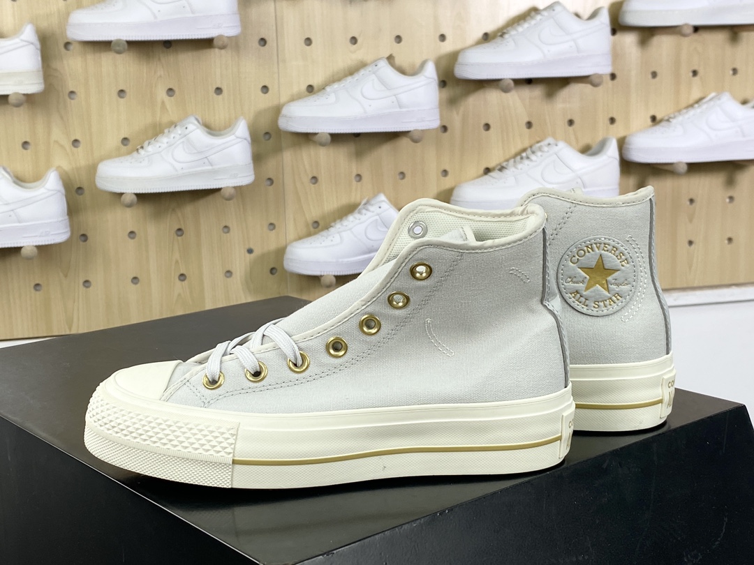 150 匡威Converse Chuck Taylor All Star Lift High”Barely Gray”明星硫化鞋“帆布淡灰金”A08237C