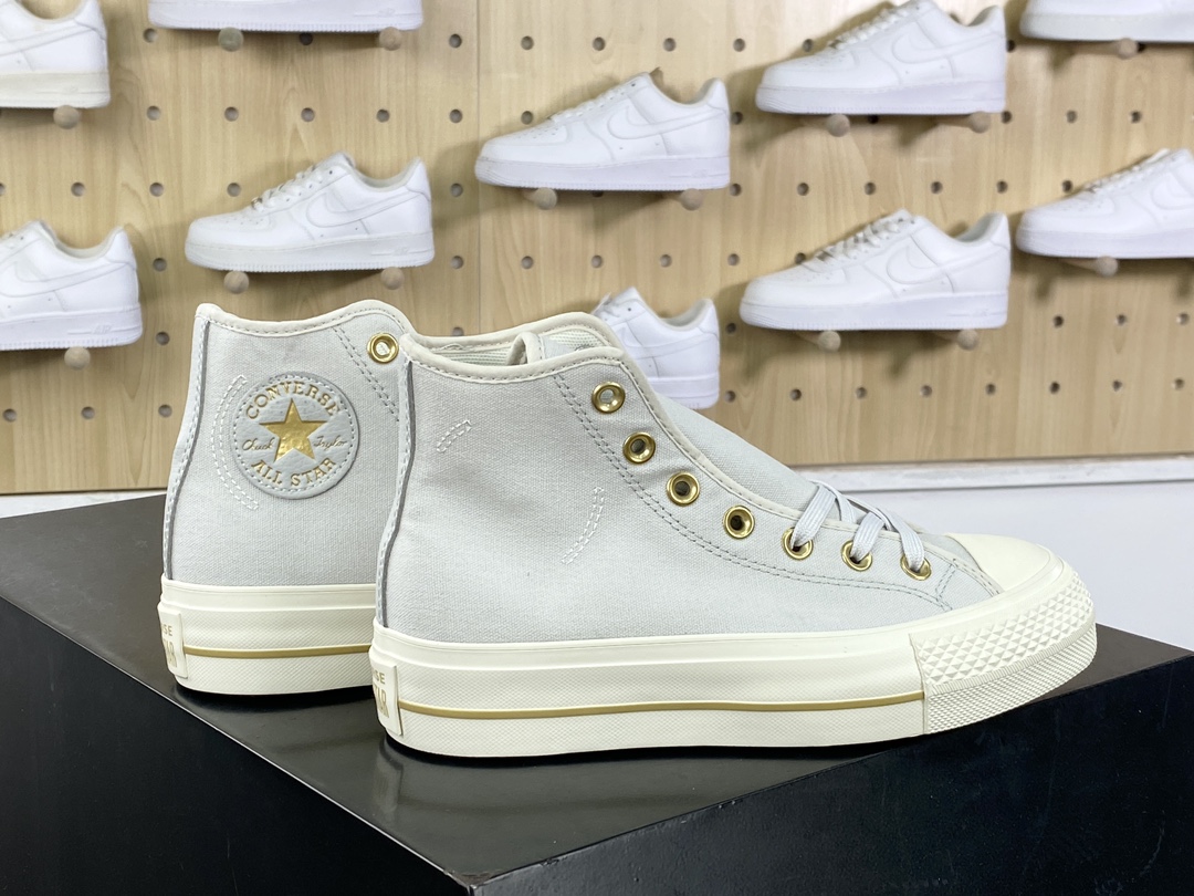 150 匡威Converse Chuck Taylor All Star Lift High”Barely Gray”明星硫化鞋“帆布淡灰金”A08237C