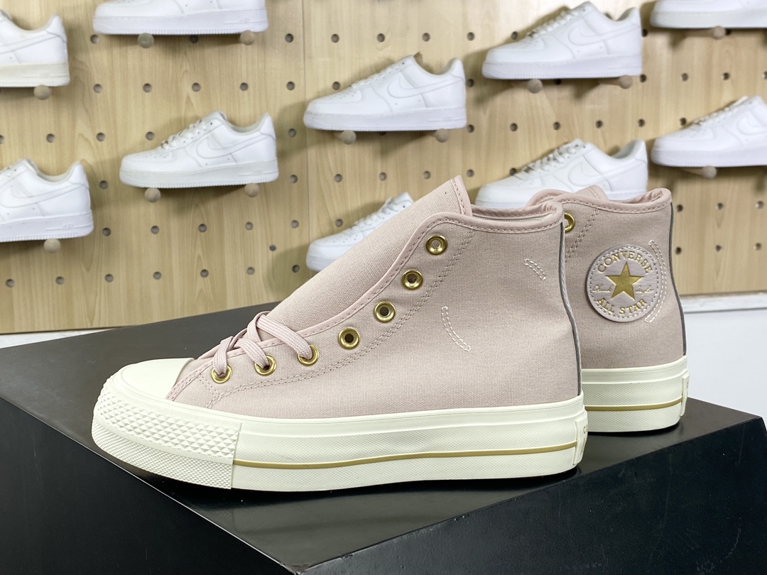 150 匡威Converse Chuck Taylor All Star Lift High”Barely Pink”明星硫化鞋“帆布淡粉金”A10431C