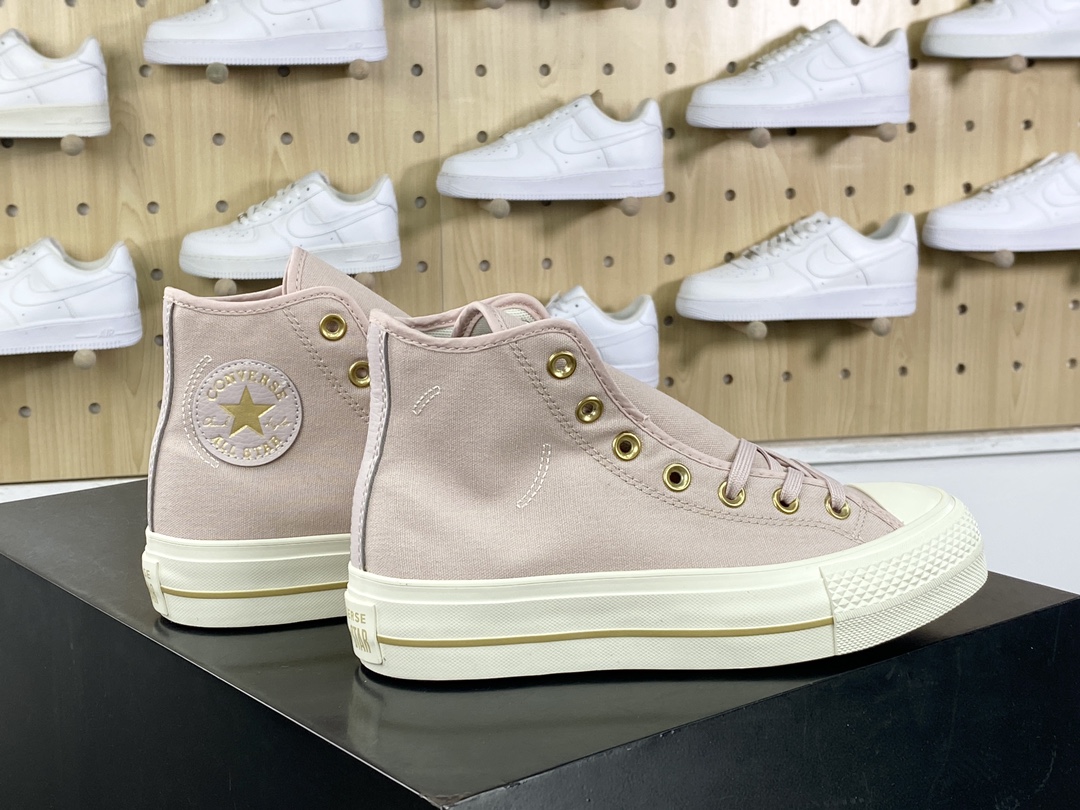 150 匡威Converse Chuck Taylor All Star Lift High”Barely Pink”明星硫化鞋“帆布淡粉金”A10431C