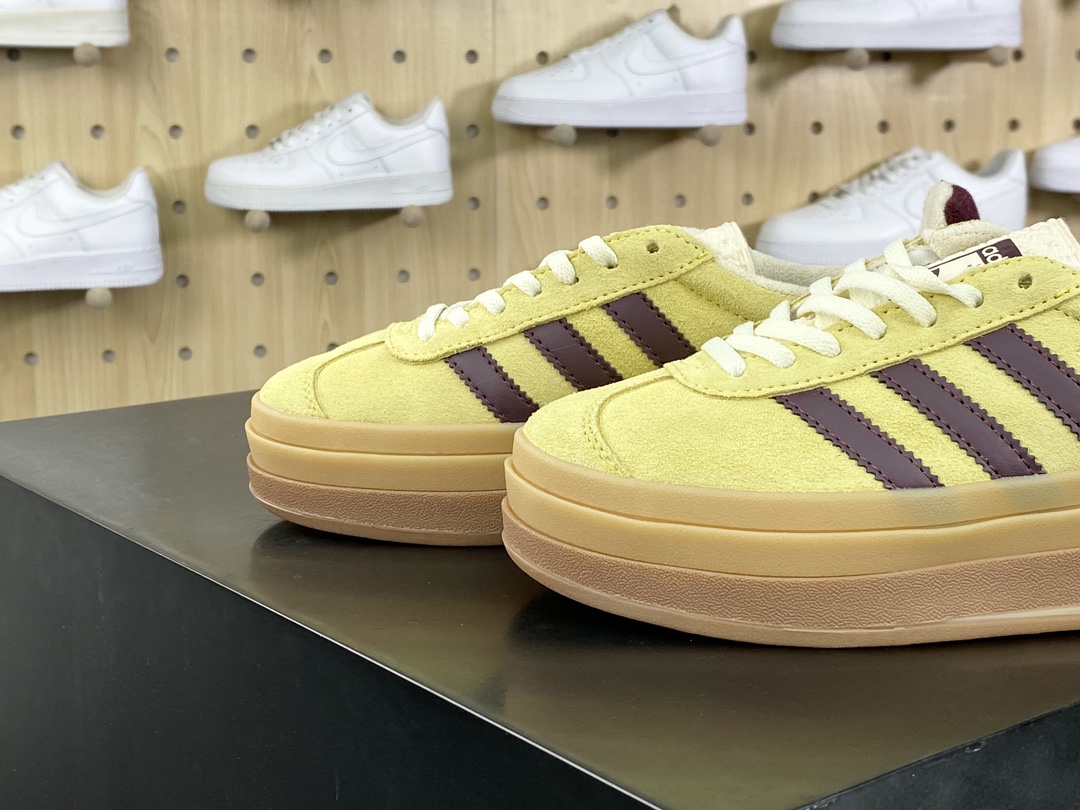 180 阿迪达斯Adidas Originals Gazelle Bold W 羚羊松糕板鞋“翻毛姜黄深褐生胶底”IF5937