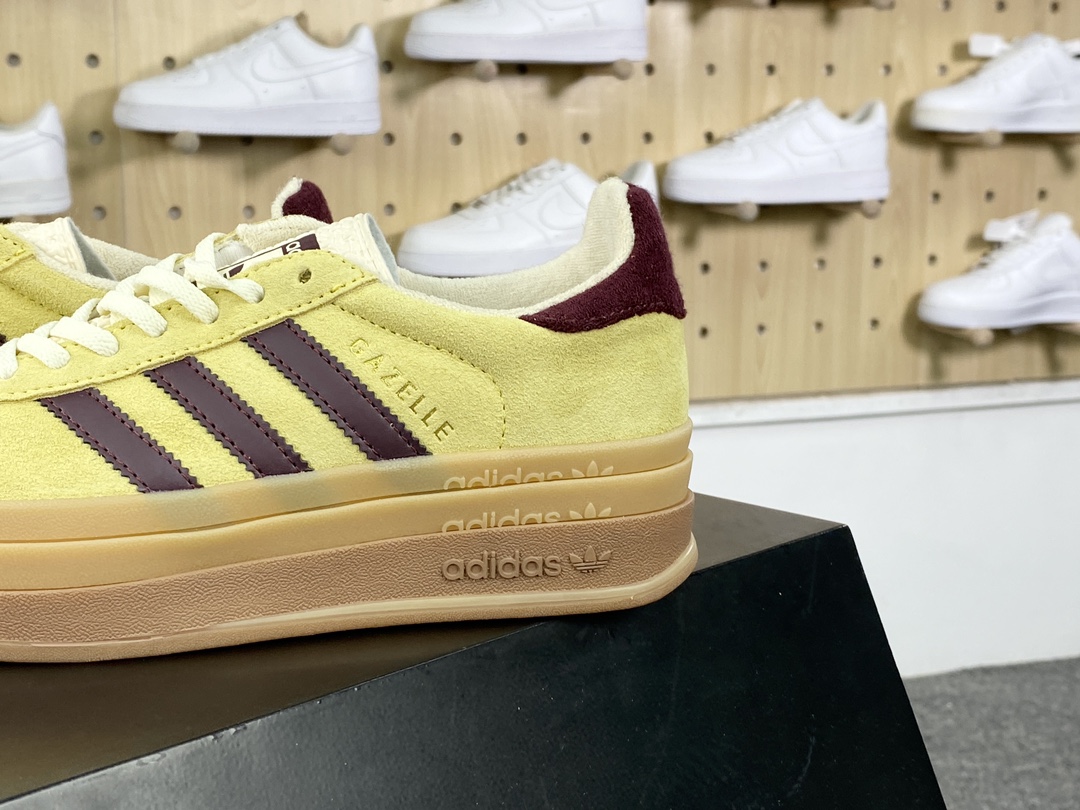 180 阿迪达斯Adidas Originals Gazelle Bold W 羚羊松糕板鞋“翻毛姜黄深褐生胶底”IF5937