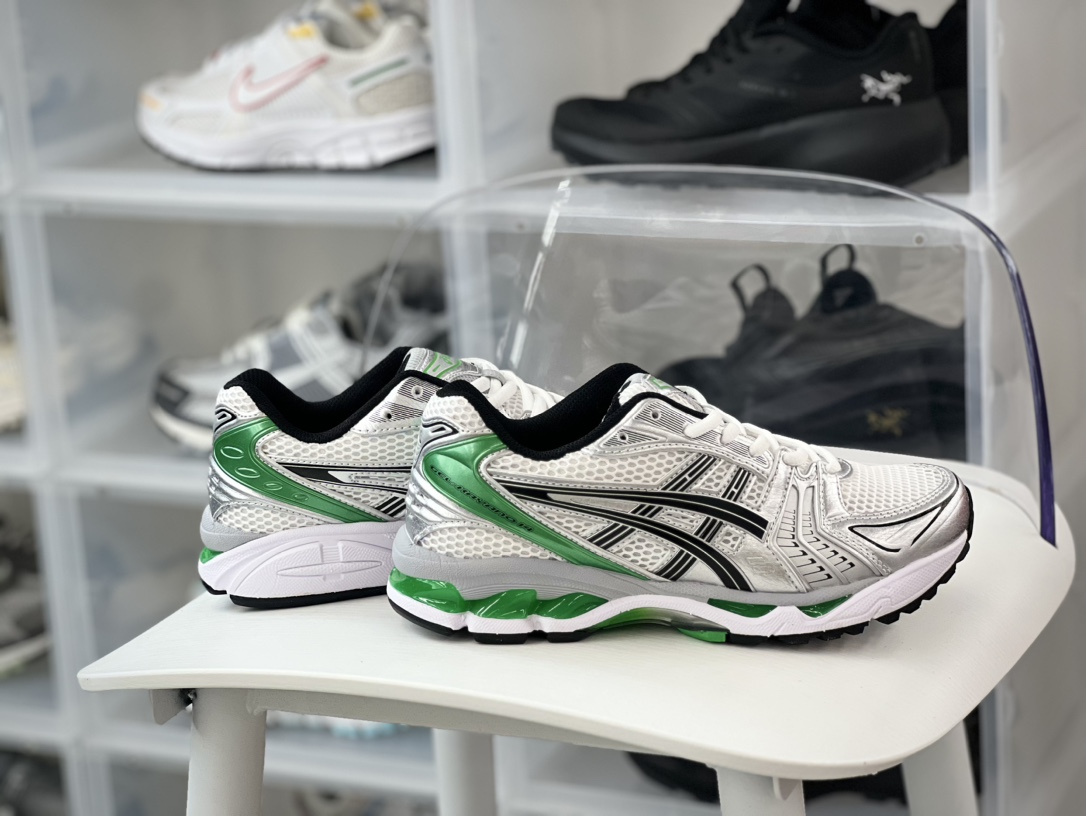 220 亚瑟士/ASICS Gel Kayano 14"White Malachite Green"卡亚诺14代跑步鞋“银白黑金属绿”1201A019-110