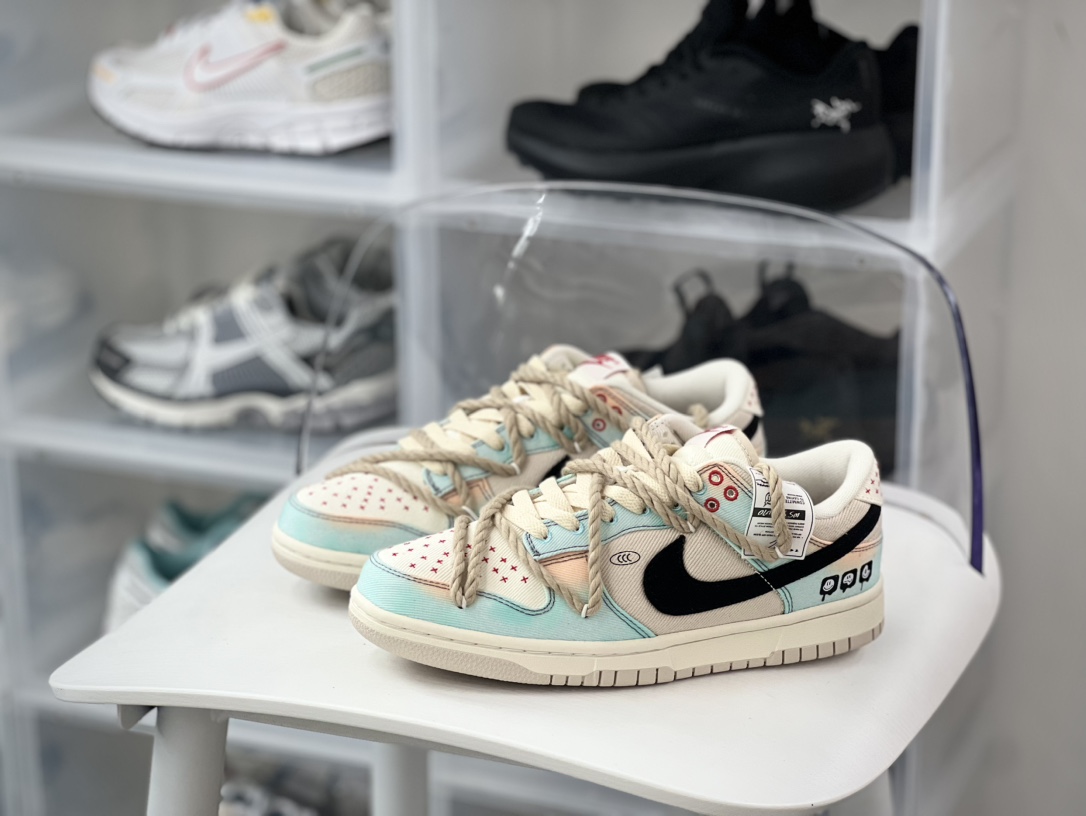 260 耐克Nike SB Dunk Low Lot”Blue/White”扣篮系列低帮板鞋“蓝橙多巴胺渐变刺子绣绑绳”DV0834-100