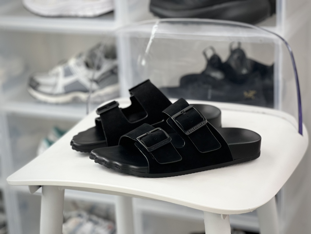 210 Balenciaga Sunday Suede Sandal 星期日拖鞋“麂皮全黑”761726 WCGA1 1000