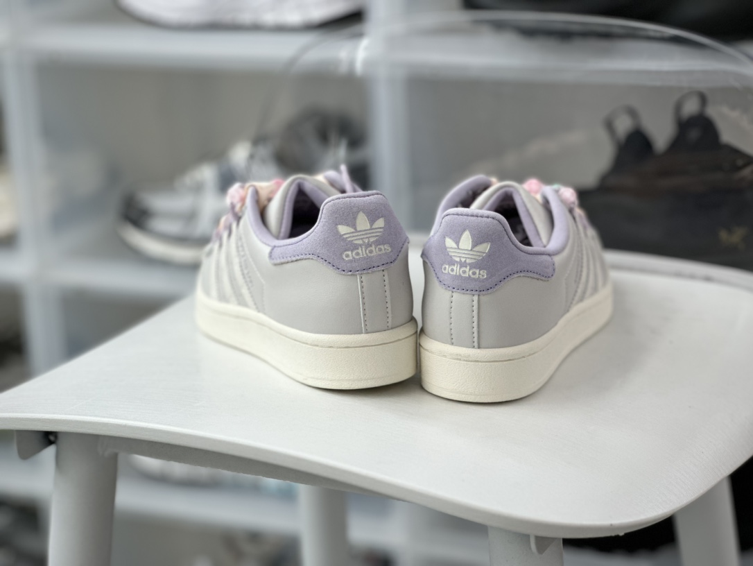 220 三叶草Adidas Originals Superstar"Grey Purple"经典板鞋“皮革淡灰紫鞋饰”IF1804