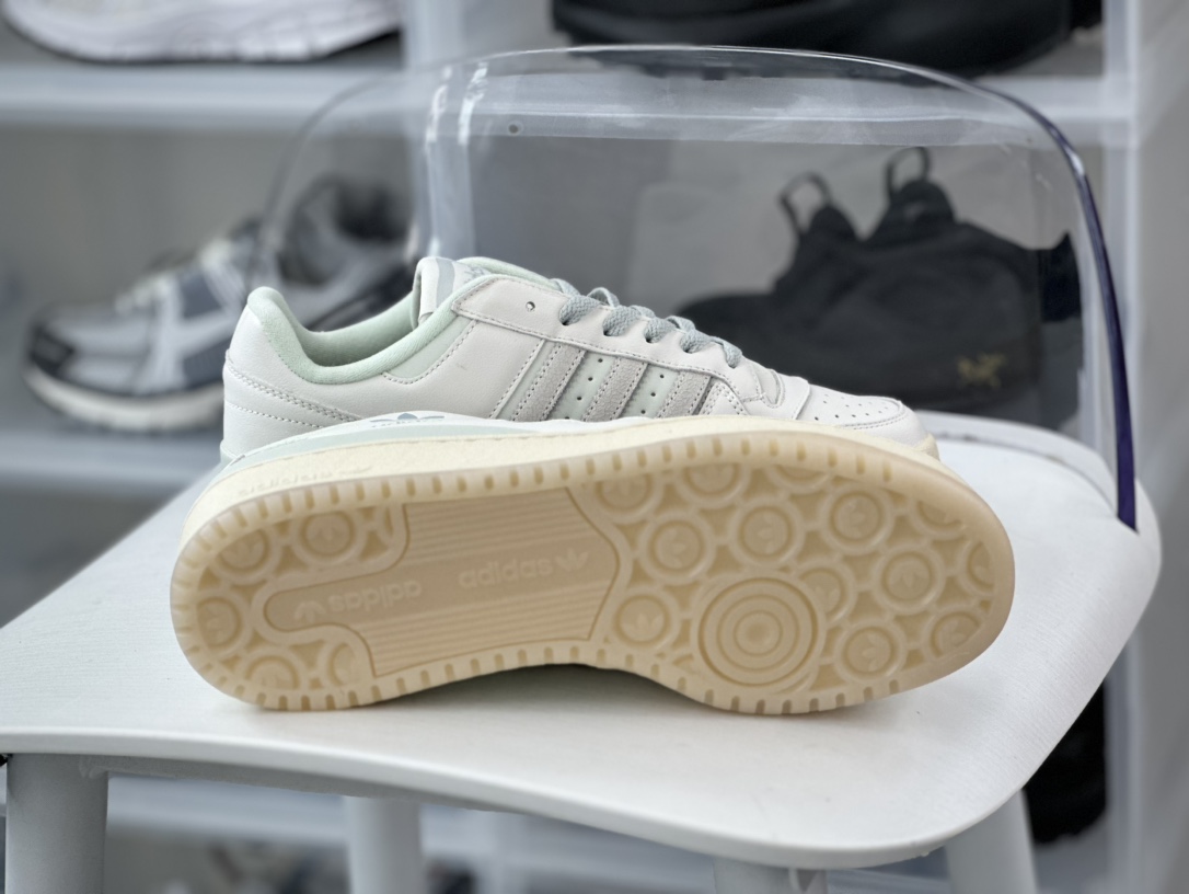 240 Adidas Originals Forum Bold Low CL 罗马厚板鞋“皮革米白玉绿”IG3973