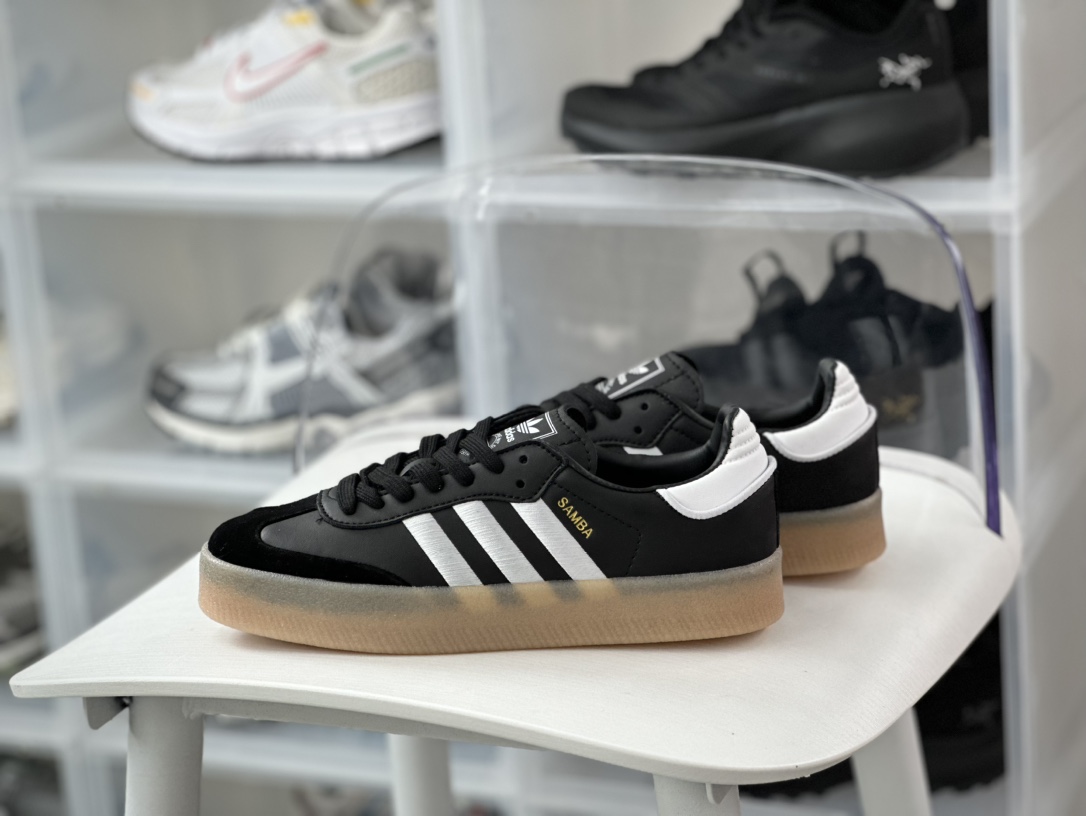 160 阿迪达斯Adidas Originals Sambae”Black White”桑巴舞板鞋“皮革黑白生胶底”ID0436