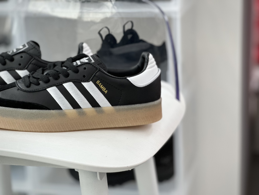 160 阿迪达斯Adidas Originals Sambae”Black White”桑巴舞板鞋“皮革黑白生胶底”ID0436