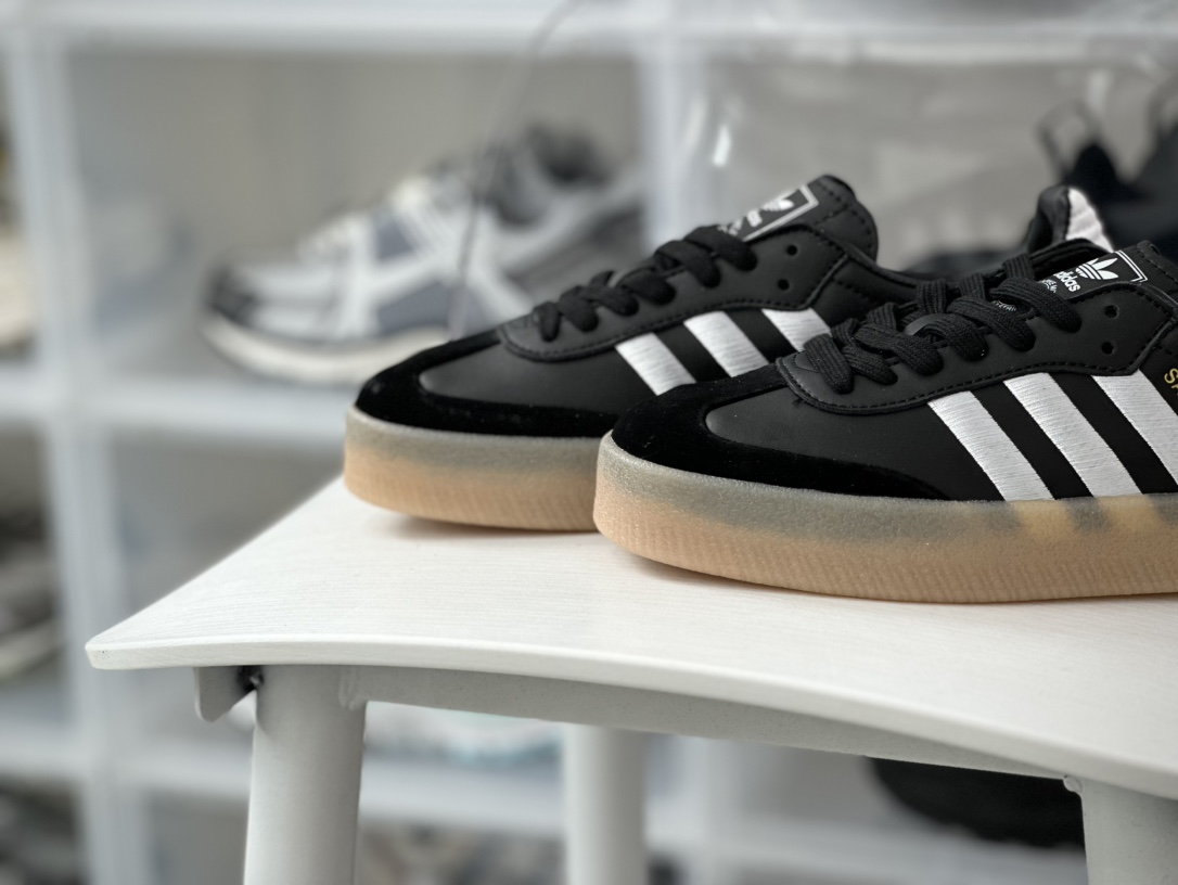 160 阿迪达斯Adidas Originals Sambae”Black White”桑巴舞板鞋“皮革黑白生胶底”ID0436