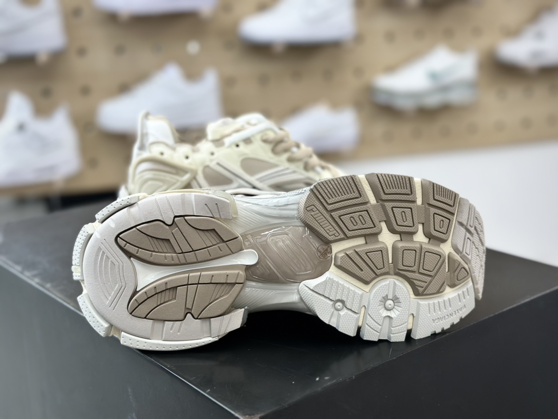 450 巴黎世家BALENCIAGA Runner Sneaker”White/Yulan/Pink”2.0慢跑系列低帮慢跑鞋“2.0解构破坏米兰灰”772767 W3RNY 9797