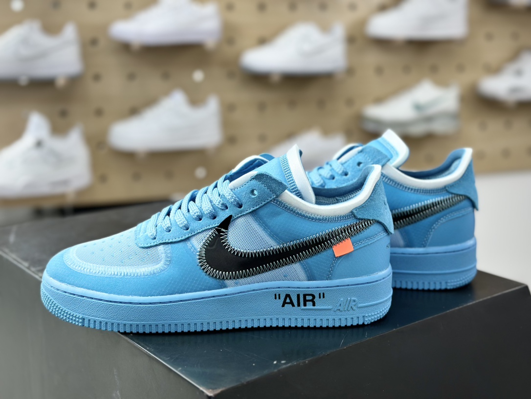 280 Off-White x Nike Air Force 1 Low”Sky Blue”2.0初代空军一号板鞋“OW天蓝黑”AO4606-700