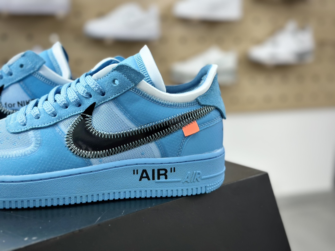 280 Off-White x Nike Air Force 1 Low”Sky Blue”2.0初代空军一号板鞋“OW天蓝黑”AO4606-700