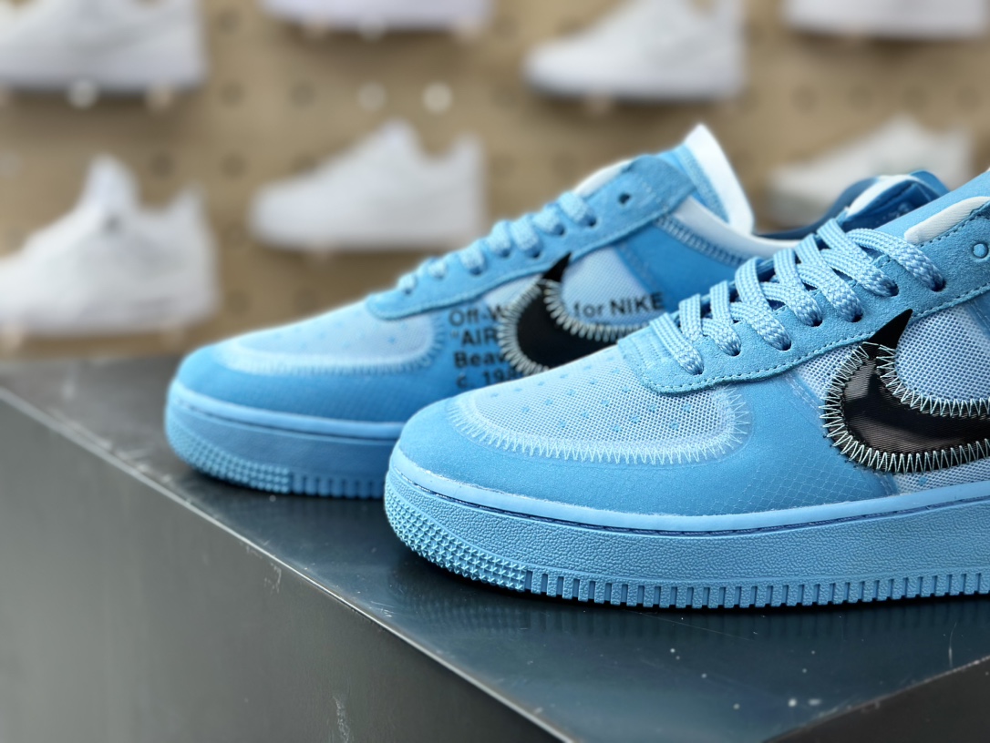 280 Off-White x Nike Air Force 1 Low”Sky Blue”2.0初代空军一号板鞋“OW天蓝黑”AO4606-700