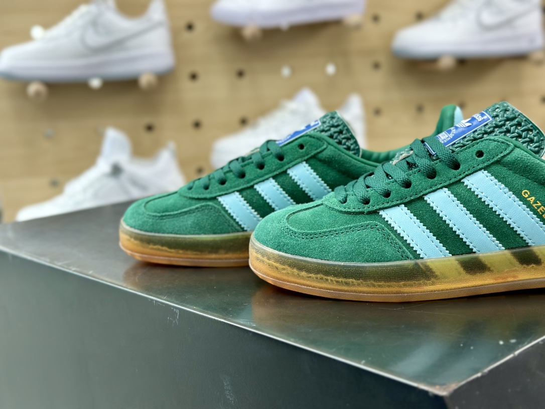 160 Adidas Gazelle Indoor Trainers 羚羊内训板鞋“青绿浅蓝生胶底”IG9979