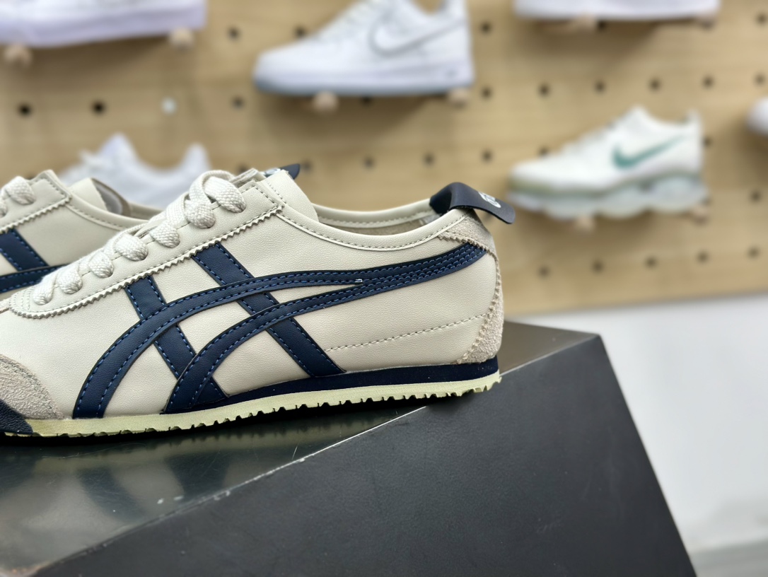 140-鬼塚虎/Onitsuka Tiger Mexico 66经典墨西哥系列慢跑鞋“皮革米灰藏青蓝”DL408-1659