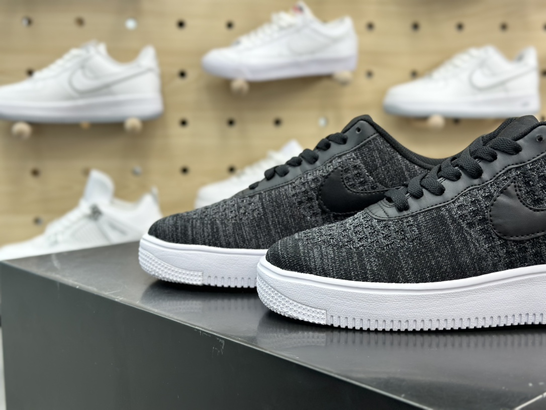 200 耐克Nike Air Force 1 Low Flyknit"Black Anthracite"2.0代空军一号板鞋“针织黑灰白”CI0051-300