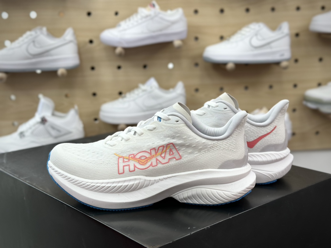 200 Hoka One One Mach 6 Low 马赫6代系列低帮全马竞速慢跑鞋“网织白红蓝”1147810/WNCL