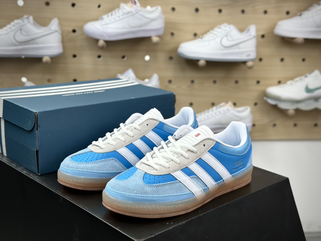 160 Bad Bunny x Adidas Gazelle Indoor Trainers ”Benito”羚羊板鞋“联名深蓝浅蓝变形鞋头”IF9734